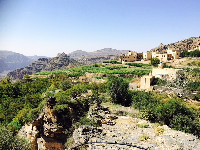 village with terraces on seiq platou jabal akhdar